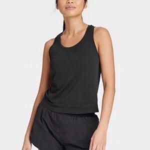NWT All In Motion Black Seamless Racerback Athletic Moisture Wicking Tank Top